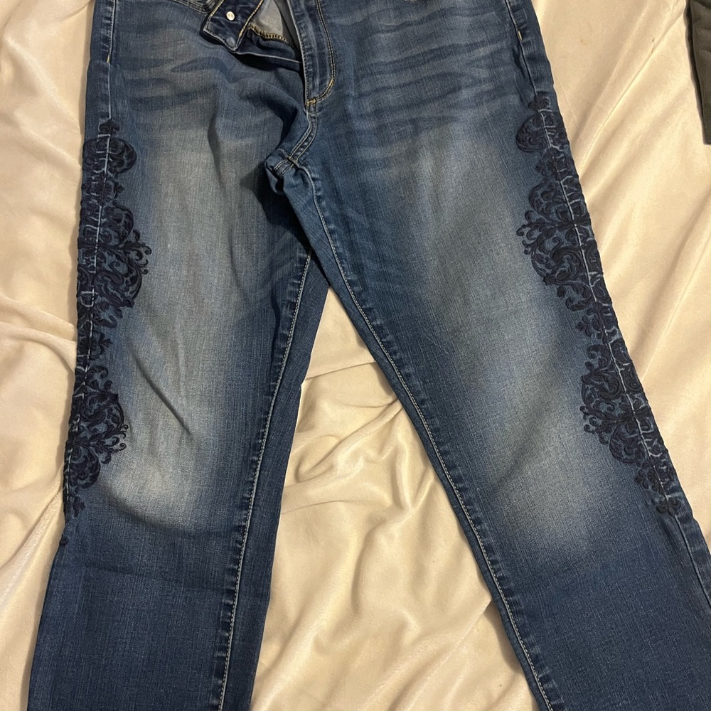 a.n.a Blue Jeggings with Intricate Side Embroidery